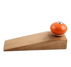 2 Pieces Orange Round Ceramic Wooden Door Stopper